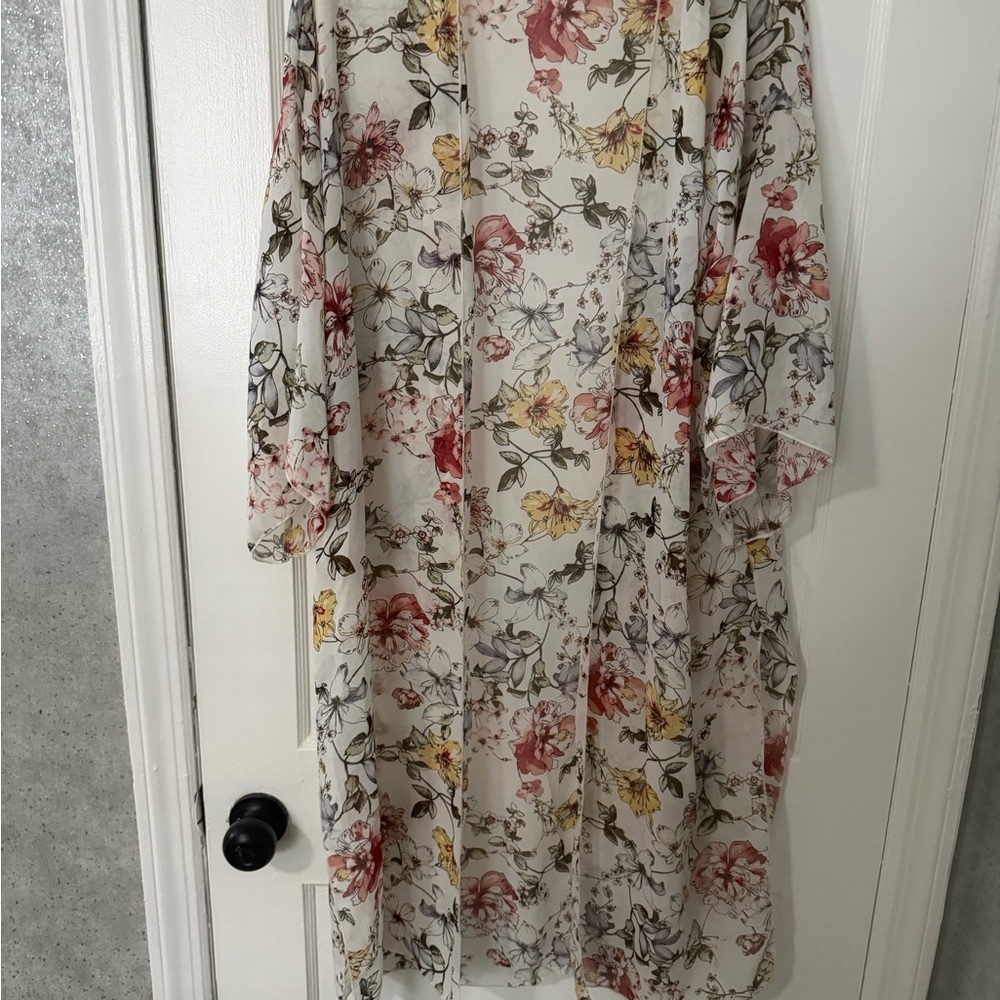 Fashion Nova Floral Long Sleeve Dress - Red, Yellow, Cream